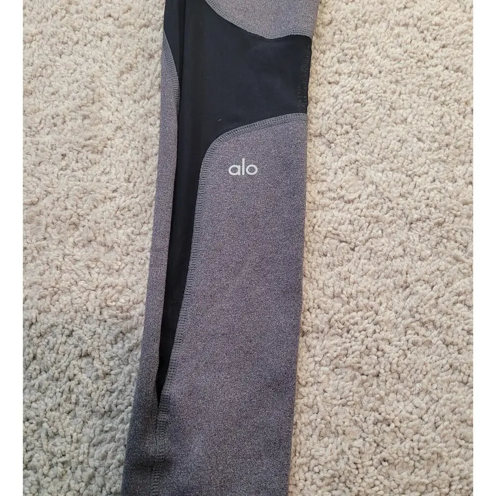 ALO Yoga Coast Leggings M Gray Mesh Stirrup Athleisure Y2K